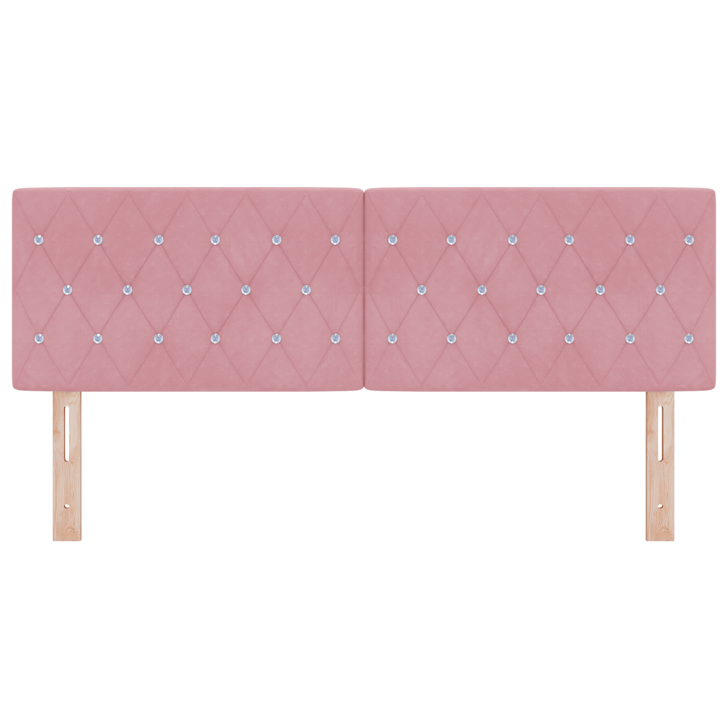 Hoofdbord LED en kristallen knopen 72 cm fluweel roze