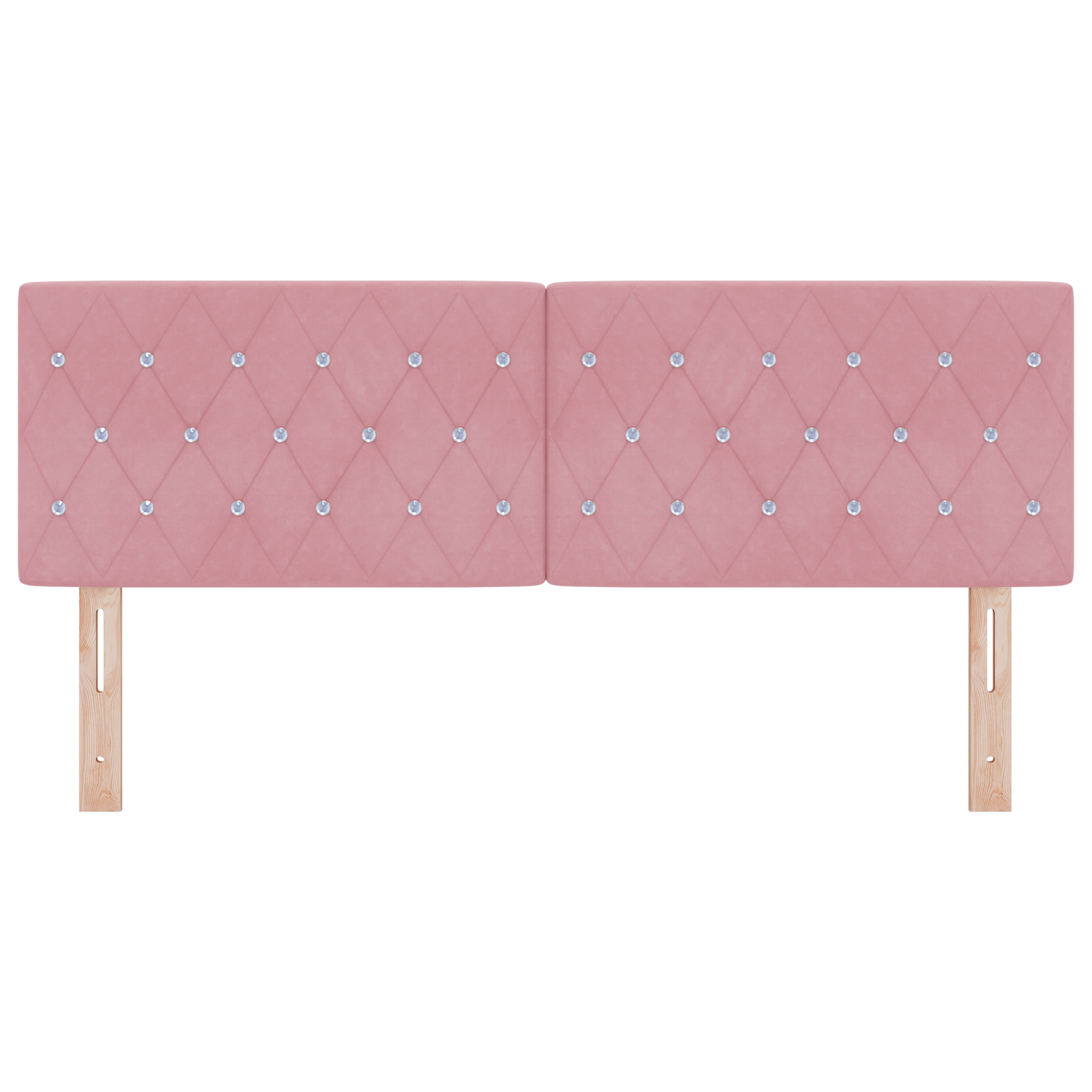 Hoofdbord LED en kristallen knopen 72 cm fluweel roze