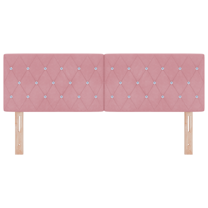 Hoofdbord LED en kristallen knopen 72 cm fluweel roze