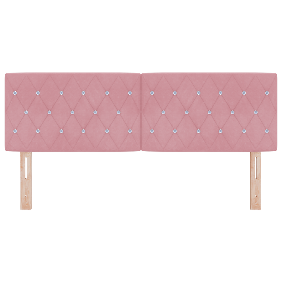 Hoofdbord LED en kristallen knopen 72 cm fluweel roze