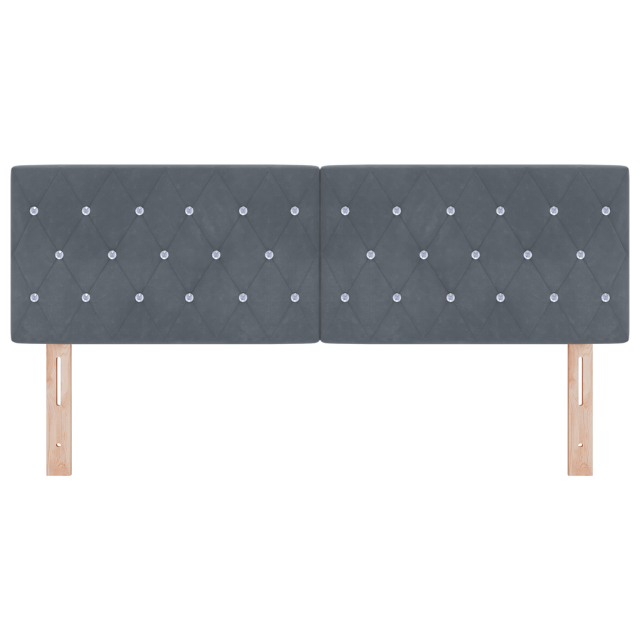 Hoofdbord LED kristallen knopen 80 cm fluweel donkergrijs