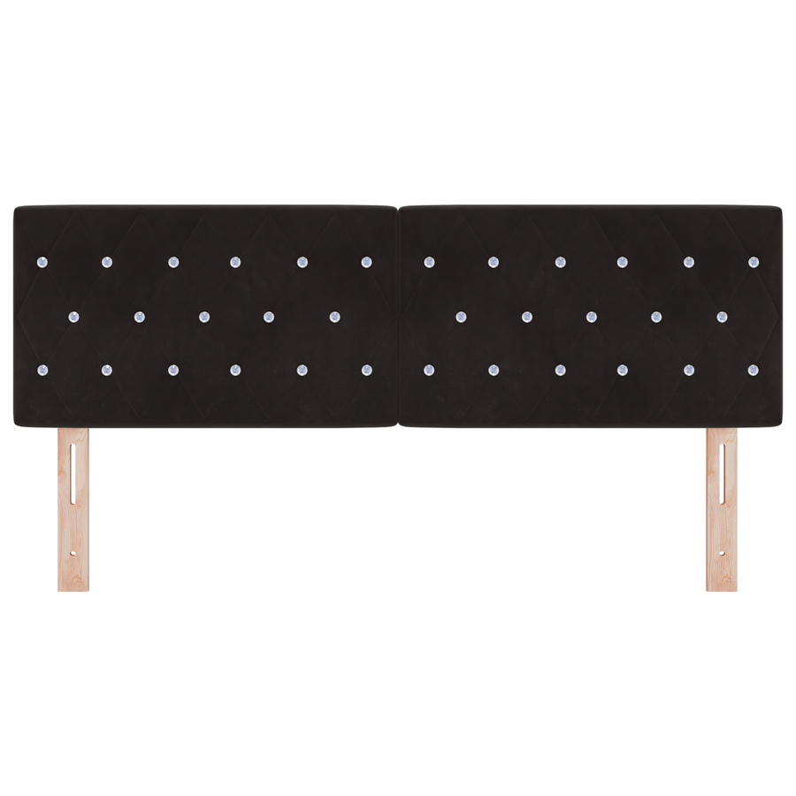 Hoofdbord LED en kristallen knopen 80 cm fluweel zwart