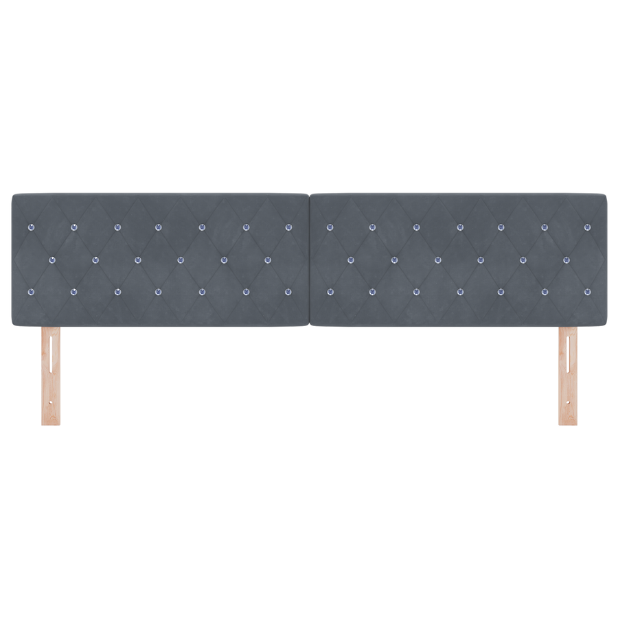 Hoofdbord LED en kristallen knopen 90 cm fluweel donkergrijs