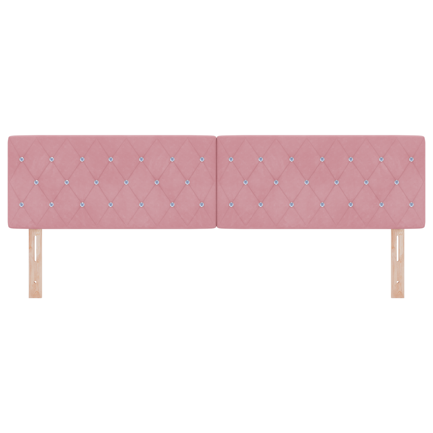 Hoofdbord LED en kristallen knopen 90 cm fluweel roze