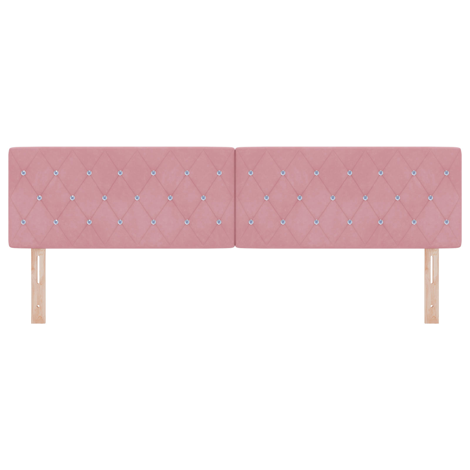 Hoofdbord LED en kristallen knopen 90 cm fluweel roze