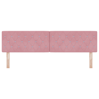 Hoofdbord LED en kristallen knopen 90 cm fluweel roze