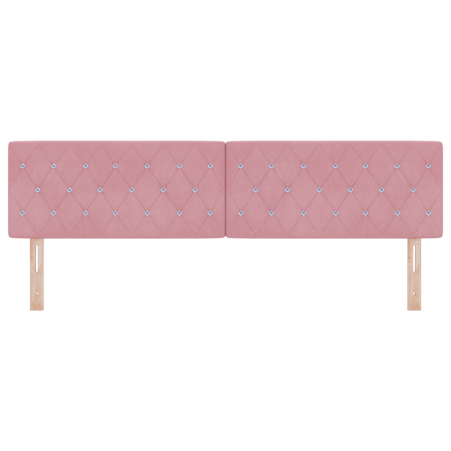 Hoofdbord LED en kristallen knopen 90 cm fluweel roze