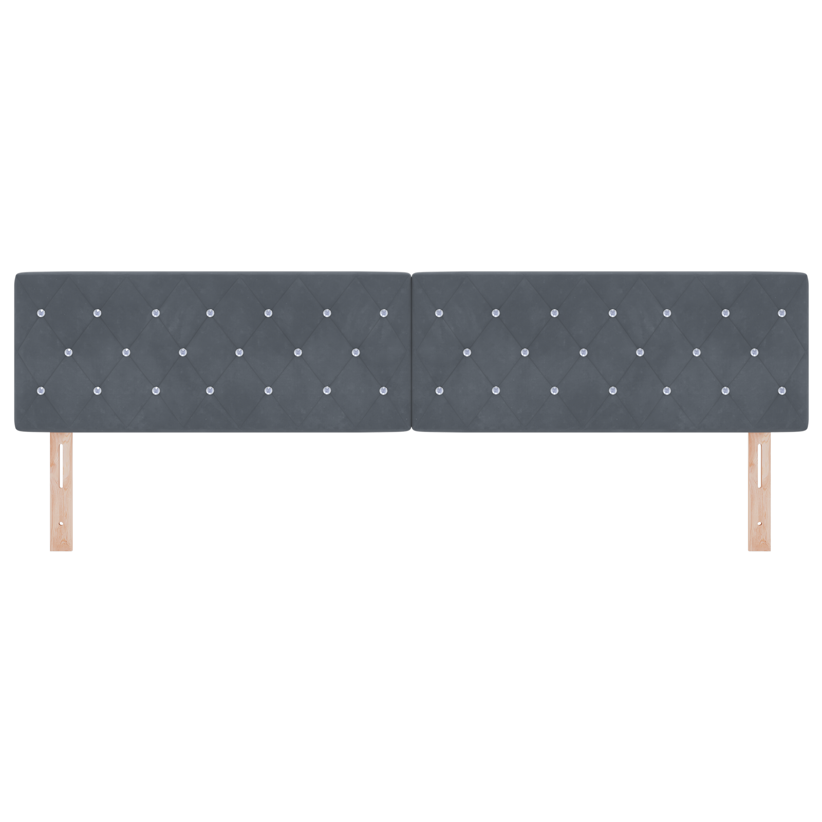 Hoofdbord LED en kristallen knopen 100 cm fluweel donkergrijs