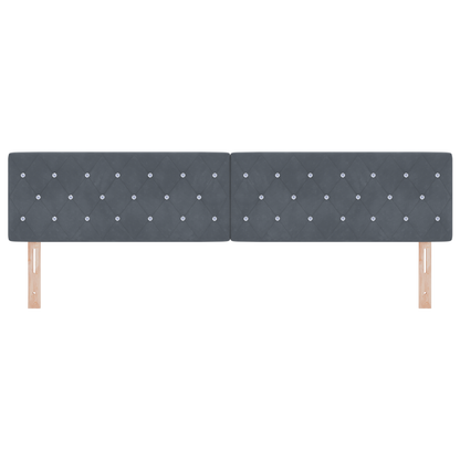 Hoofdbord LED en kristallen knopen 100 cm fluweel donkergrijs
