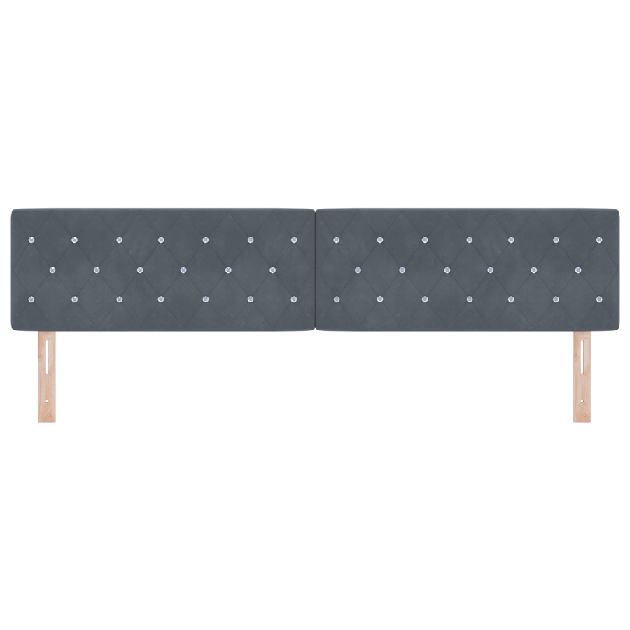 Hoofdbord LED en kristallen knopen 100 cm fluweel donkergrijs