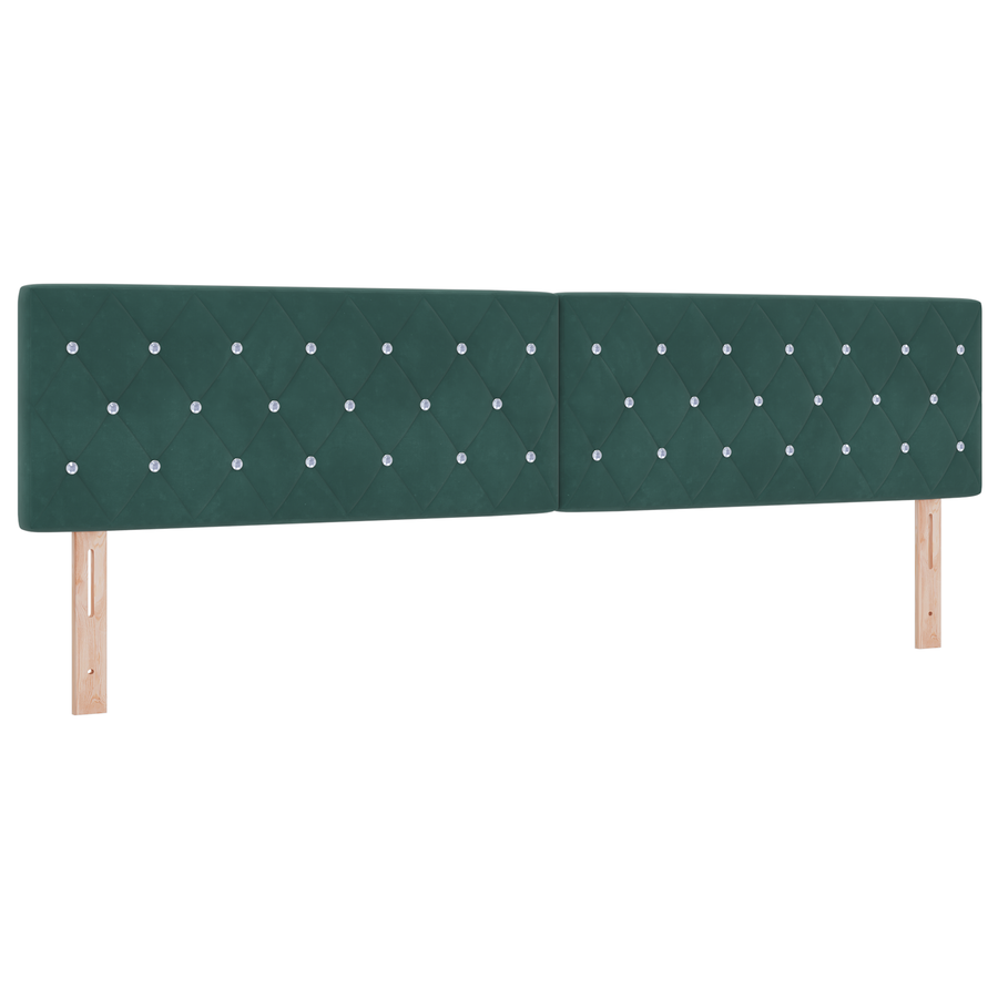 Hoofdbord LED en kristallen knopen 100 cm fluweel donkergroen
