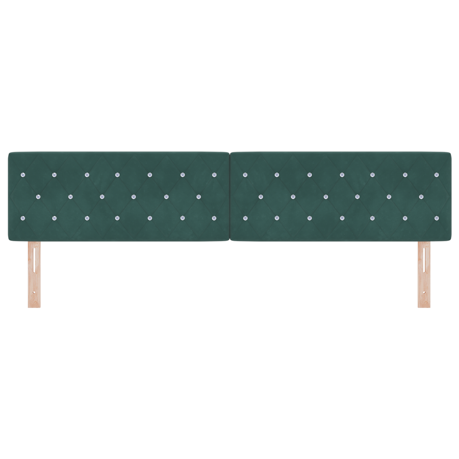 Hoofdbord LED en kristallen knopen 100 cm fluweel donkergroen