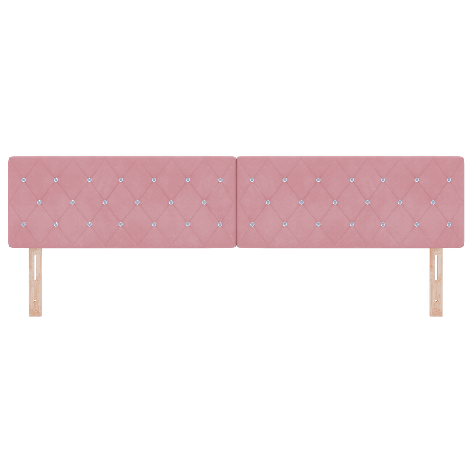 Hoofdbord LED en kristallen knopen 100 cm fluweel roze