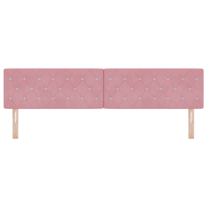 Hoofdbord LED en kristallen knopen 100 cm fluweel roze