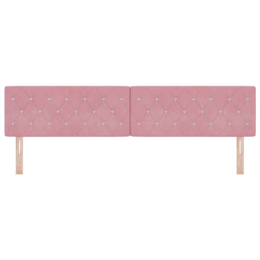 Hoofdbord LED en kristallen knopen 100 cm fluweel roze