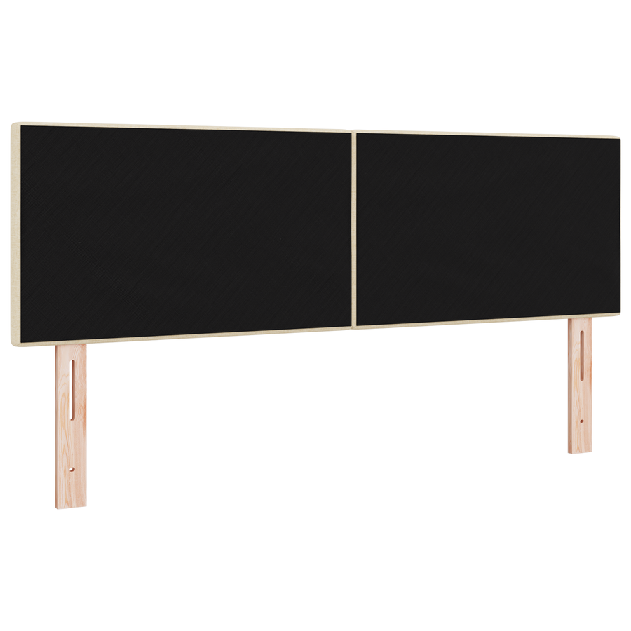 Hoofdbord met LED en knopen 80 cm stof crèmekleurig
