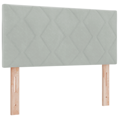LED Hoofdbord met Diamantpatroon Lichtgrijs 90 cm Velours