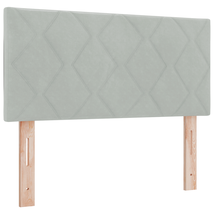 LED Hoofdbord met Diamantpatroon Lichtgrijs 90 cm Velours