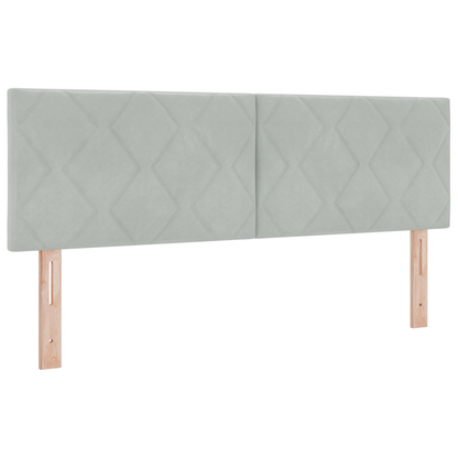 LED Hoofdeinde met Diamantblokontwerp Lichtgrijs 144 cm van Velours