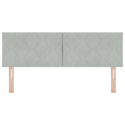 LED Hoofdeinde met Diamantblokontwerp Lichtgrijs 144 cm van Velours