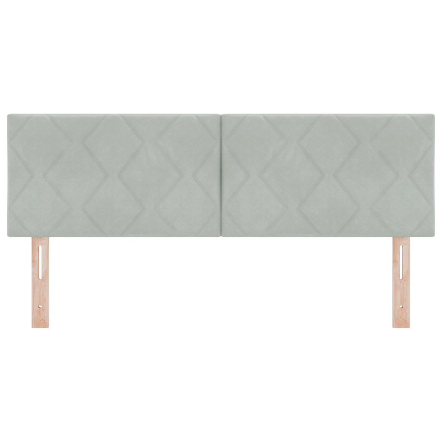 LED Hoofdeinde met Diamantblokontwerp Lichtgrijs 144 cm van Velours