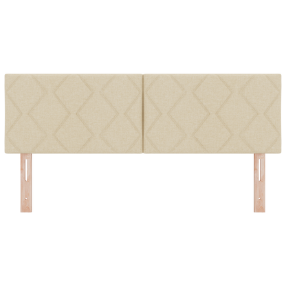 Hoofdbord LED met ruitjes 160 cm stof crèmekleurig