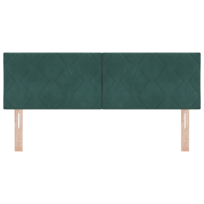 LED Hoofdeinde met Diamanten Blokken Ontwerp Donkergroen 160 cm van Fluweel