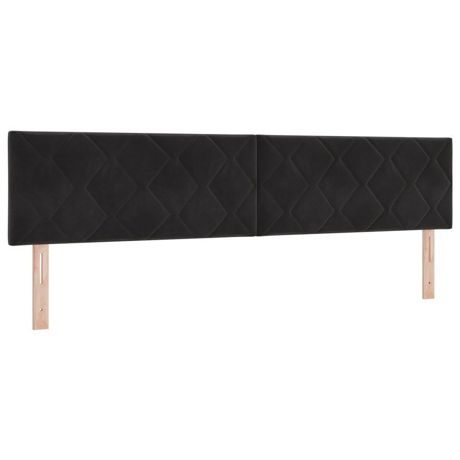 LED Hoofdbord met Diamantblokkenontwerp - Zwart - 200 cm - Fluweel