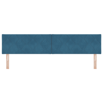 LED Hoofdbord met Diamanten Blokken Ontwerp - Donkerblauw - 200 cm - Velvet