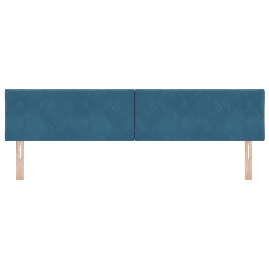 LED Hoofdbord met Diamanten Blokken Ontwerp - Donkerblauw - 200 cm - Velvet