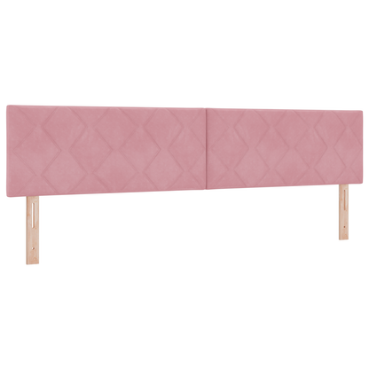 LED Hoofdbord met Diamantblok Ontwerp - Roze - 200 cm - Fluweel