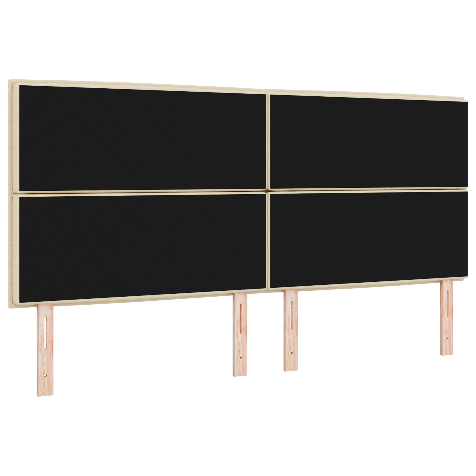 Hoofdbord met strepen 100 cm stof crèmekleurig