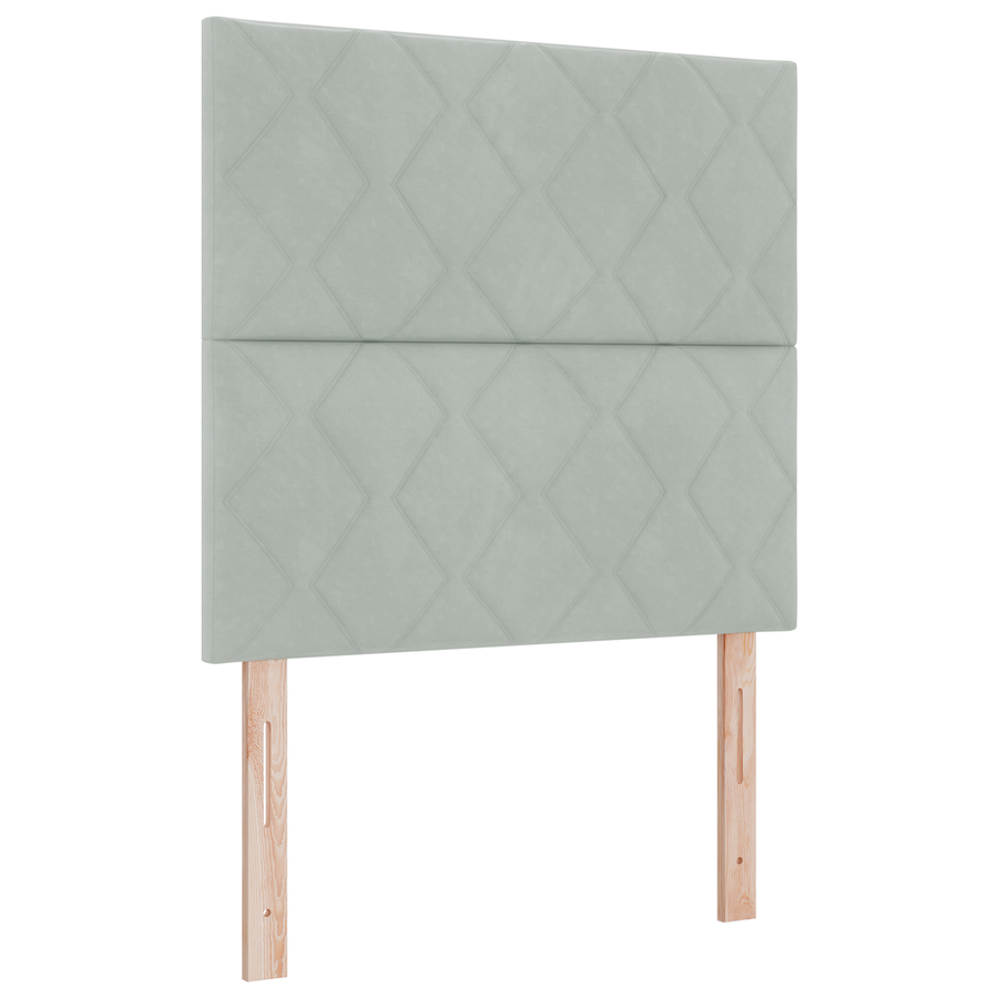 LED Hoofdbord met Diamant Blokken Design, Lichtgrijs, 90 cm Velvet