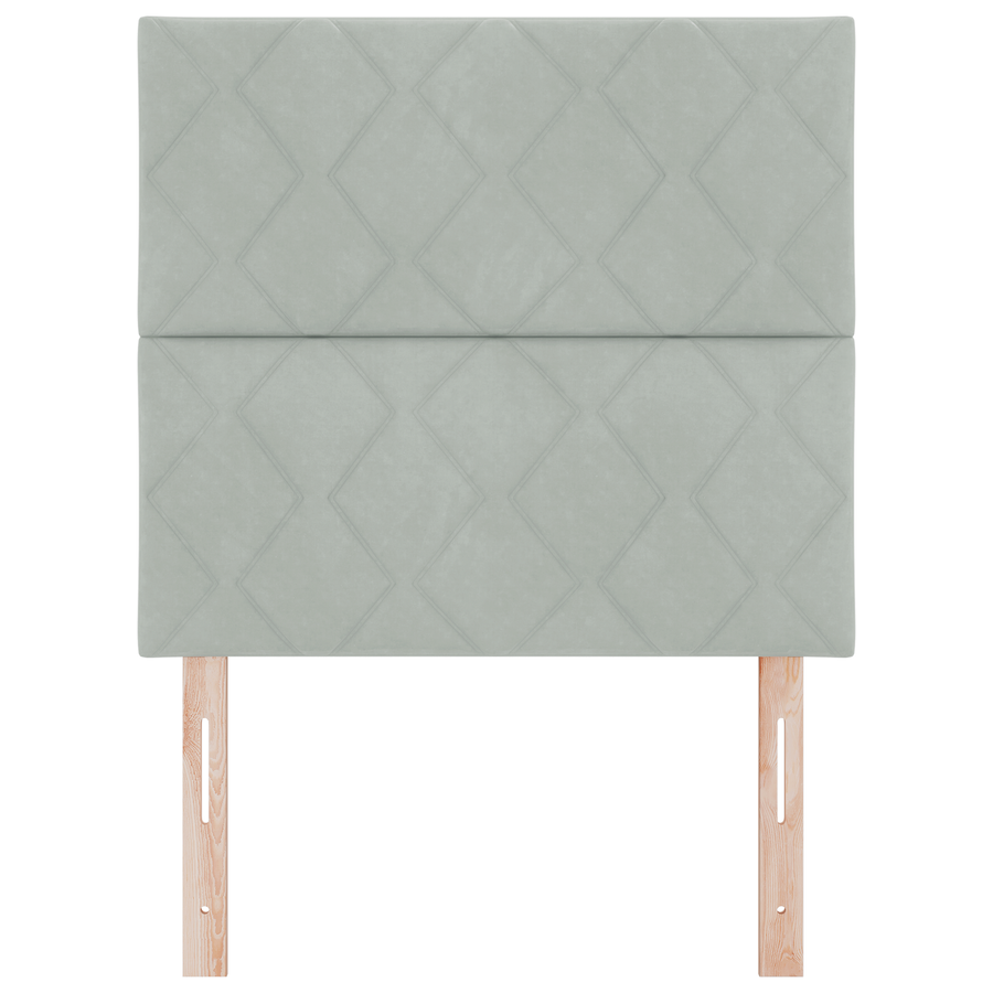 LED Hoofdbord met Diamant Blokken Design, Lichtgrijs, 90 cm Velvet