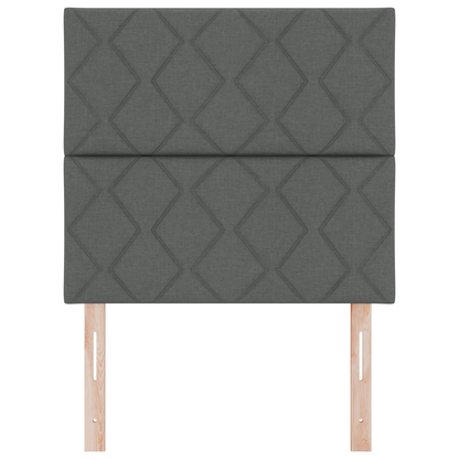 Hoofdbord LED met ruitjes 100 cm stof donkergrijs