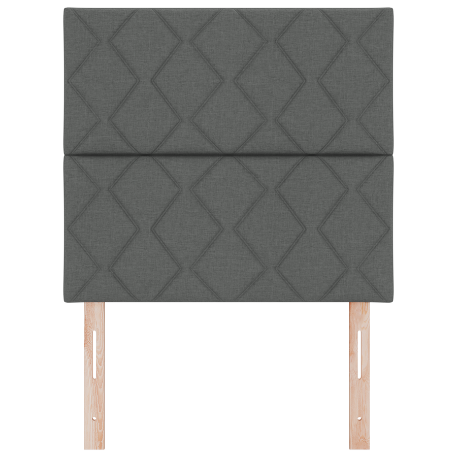 Hoofdbord LED met ruitjes 100 cm stof donkergrijs
