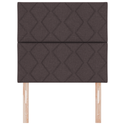 Hoofdbord LED met ruitjes 100 cm stof donkerbruin