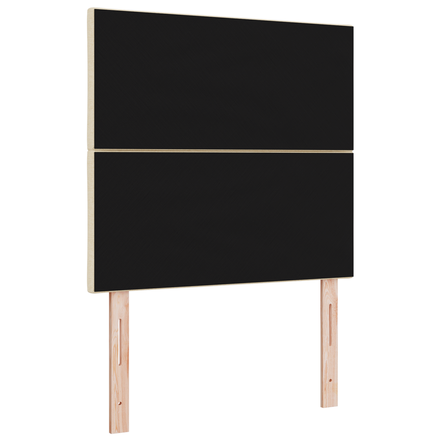 Hoofdbord LED met ruitjes 100 cm stof crèmekleurig
