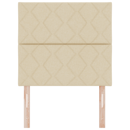 Hoofdbord LED met ruitjes 100 cm stof crèmekleurig