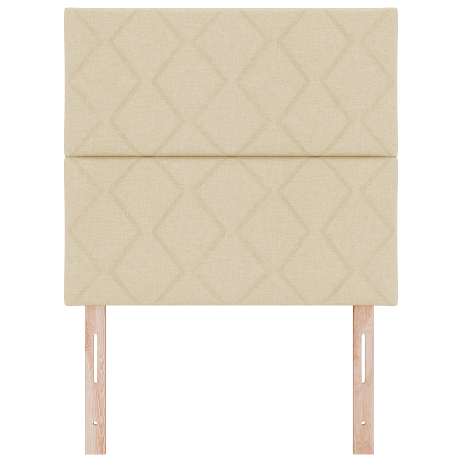 Hoofdbord LED met ruitjes 100 cm stof crèmekleurig