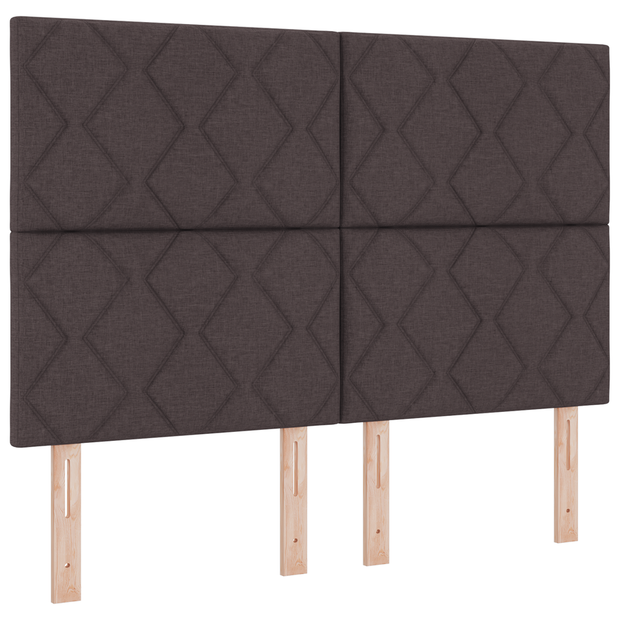 Hoofdbord LED met ruitjes 144 cm stof donkerbruin