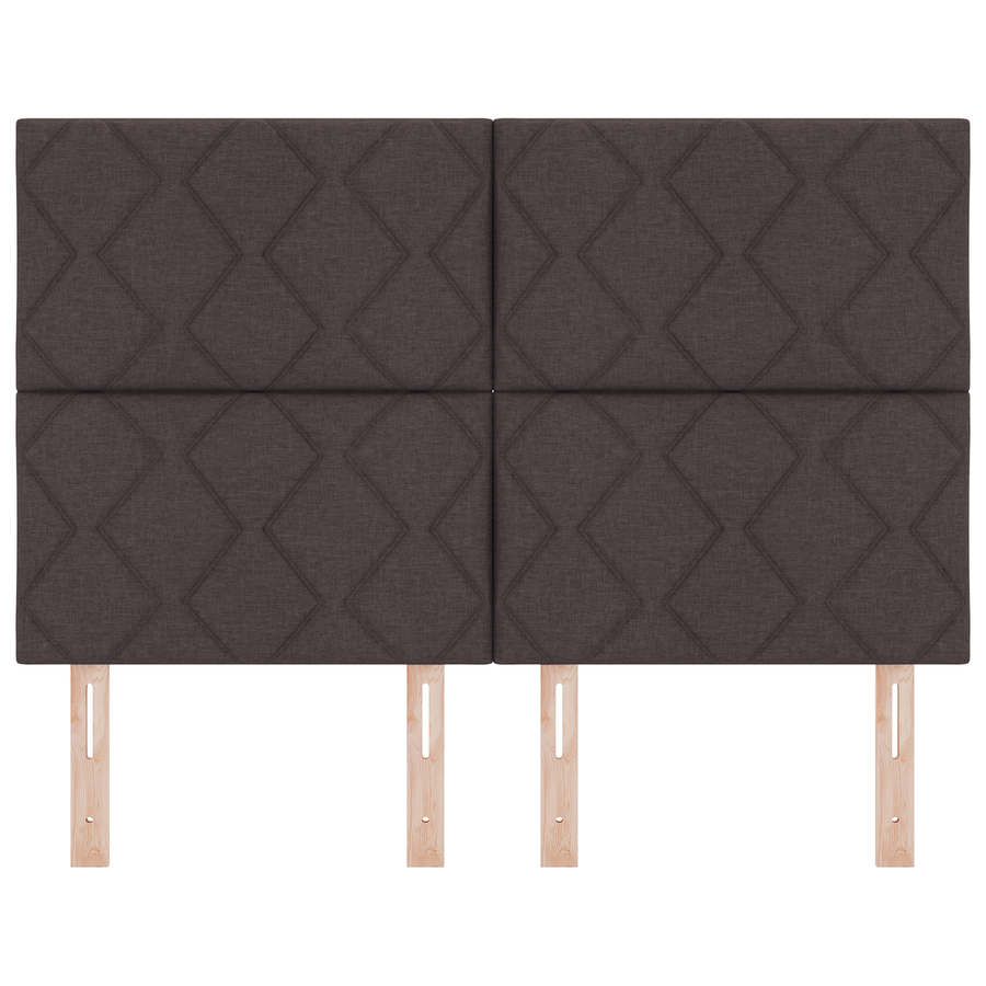Hoofdbord LED met ruitjes 144 cm stof donkerbruin
