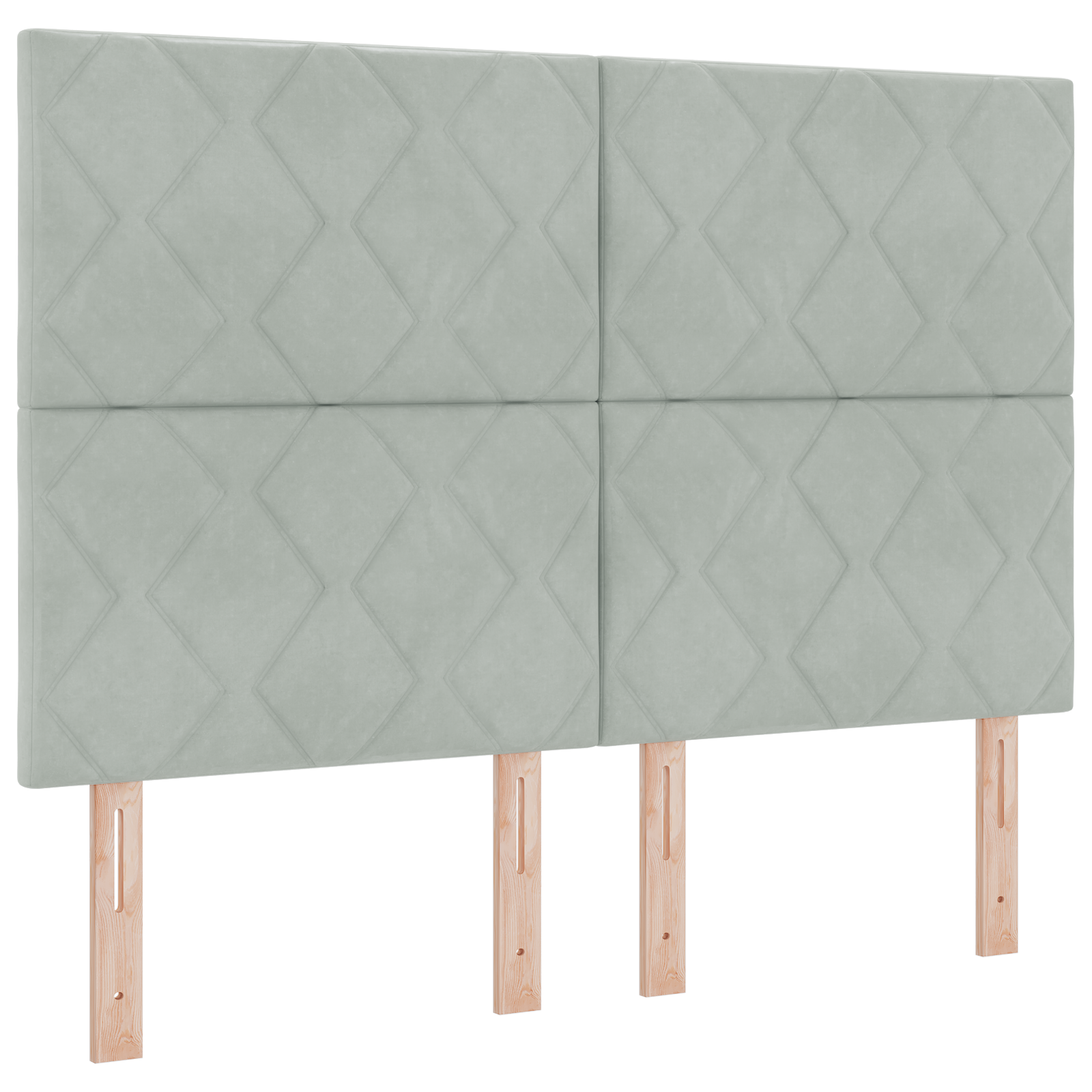 LED Hoofdbord met Diamant Blokken in Lichtgrijs 144 cm van Velvet