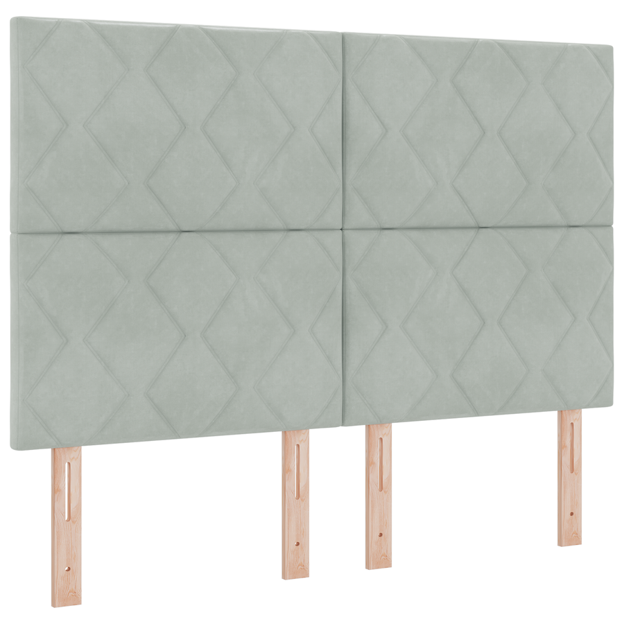 LED Hoofdbord met Diamant Blokken in Lichtgrijs 144 cm van Velvet