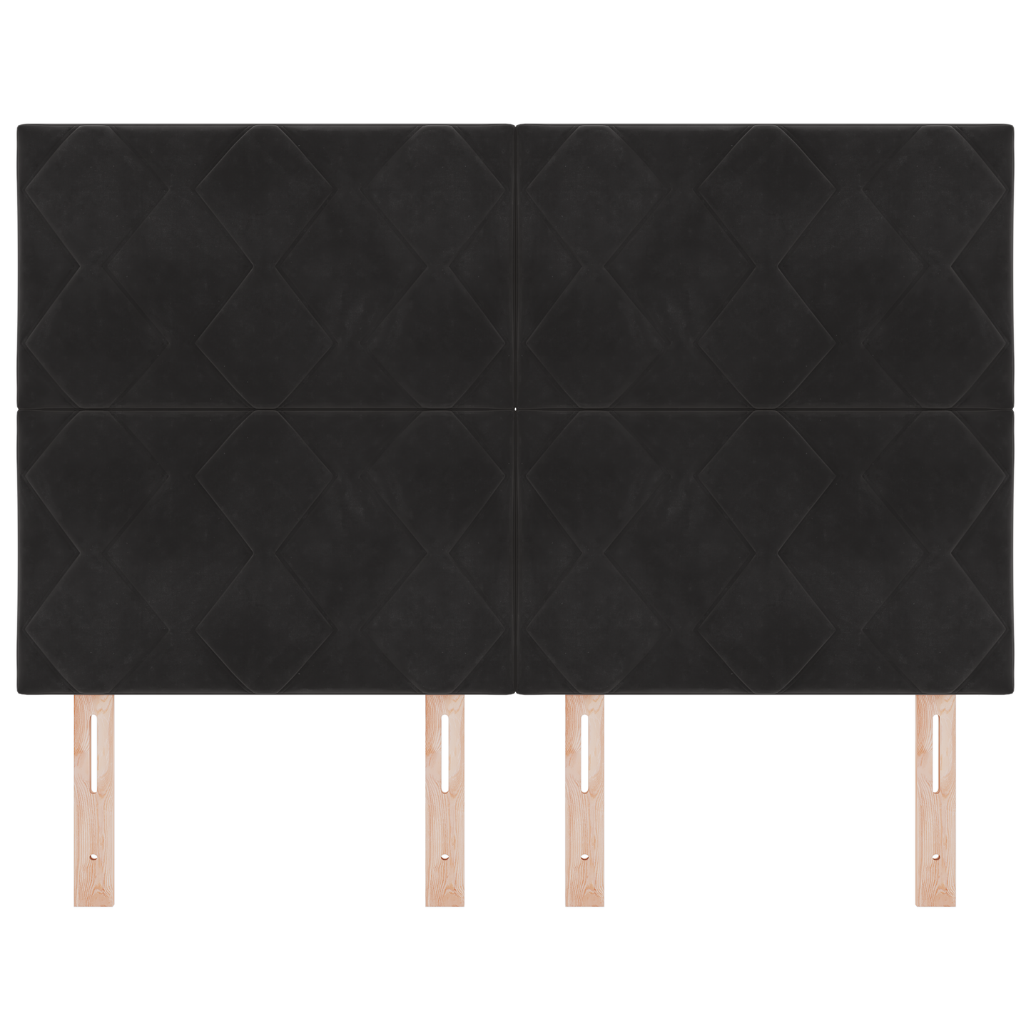 LED Hoofdbord met Diamanten Blokken Design Zwart 144 cm Fluweel