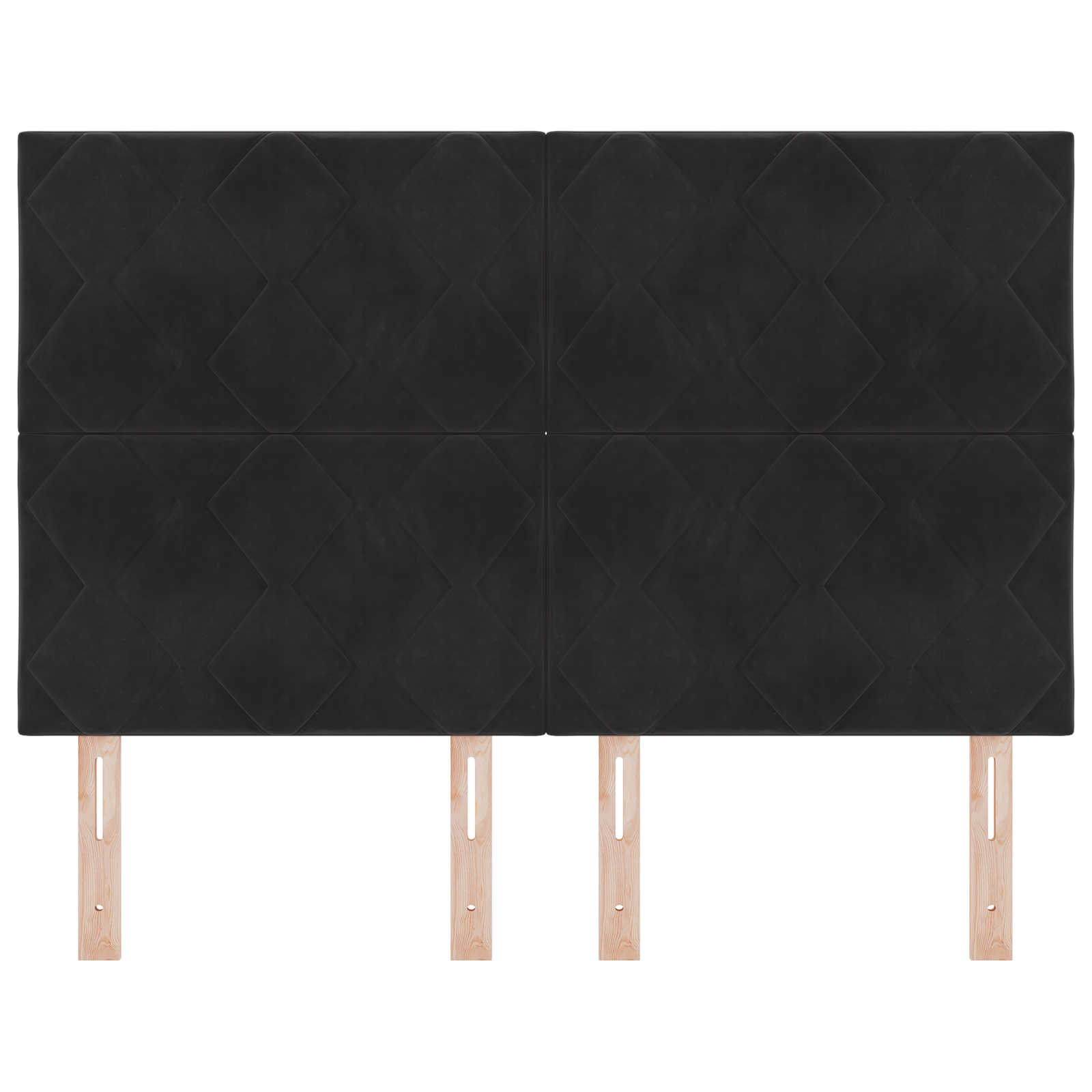 LED Hoofdbord met Diamanten Blokken Design Zwart 144 cm Fluweel