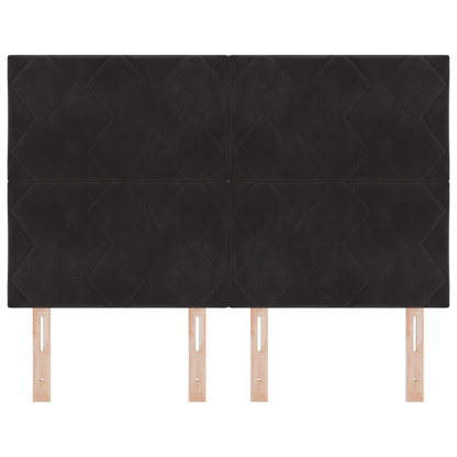 LED Hoofdbord met Diamanten Blokken Design Zwart 144 cm Fluweel