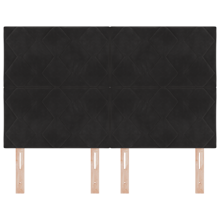 LED Hoofdbord met Diamanten Blokken Design Zwart 144 cm Fluweel
