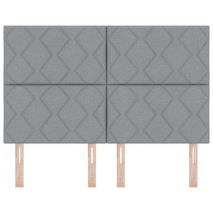 Hoofdbord LED met ruitjes 160 cm stof lichtgrijs