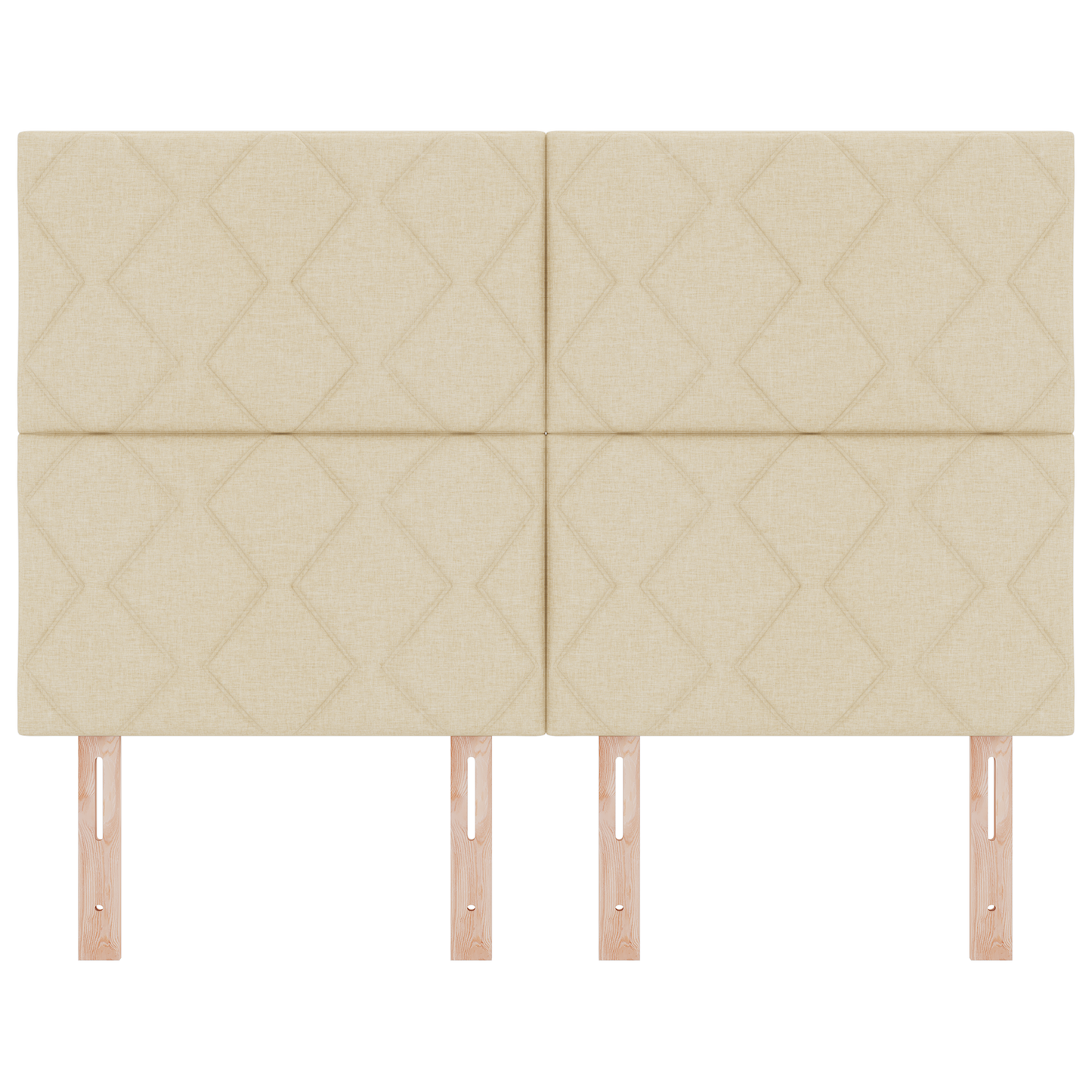 Hoofdbord LED met ruitjes 160 cm stof crèmekleurig